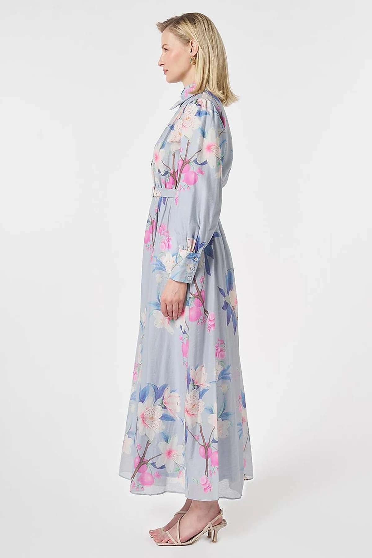 Floral Print Dress Light Air Force Blue