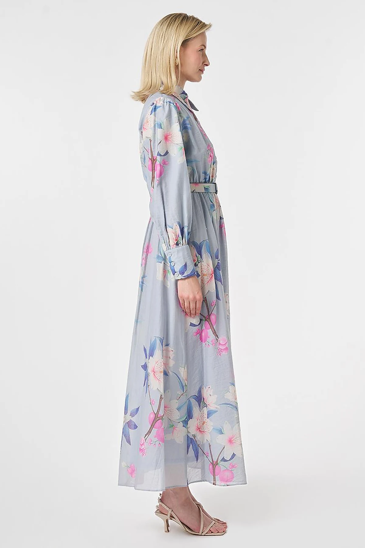Floral Print Dress Light Air Force Blue