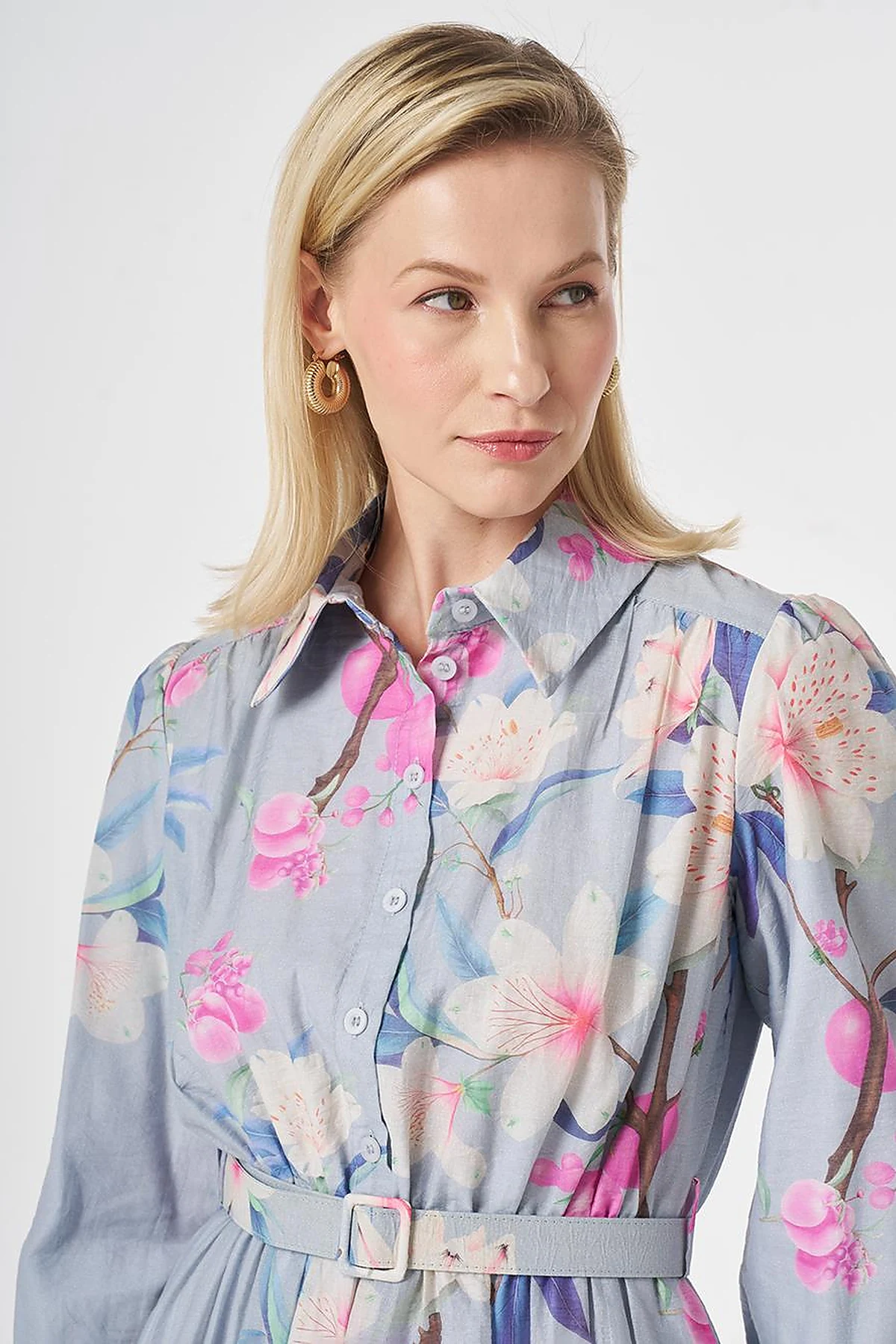 Floral Print Dress Light Air Force Blue