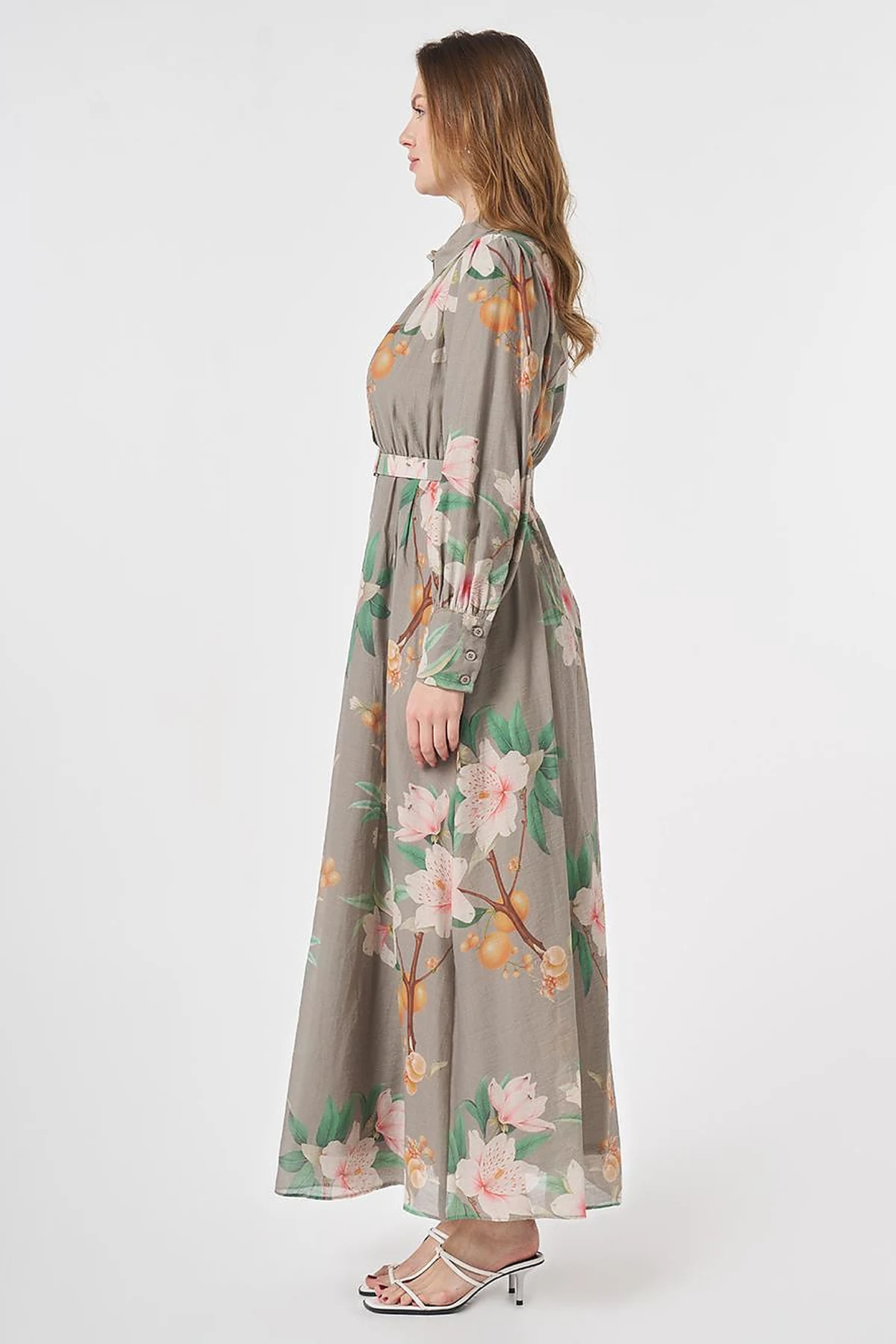 Floral Print Dress Moss Green