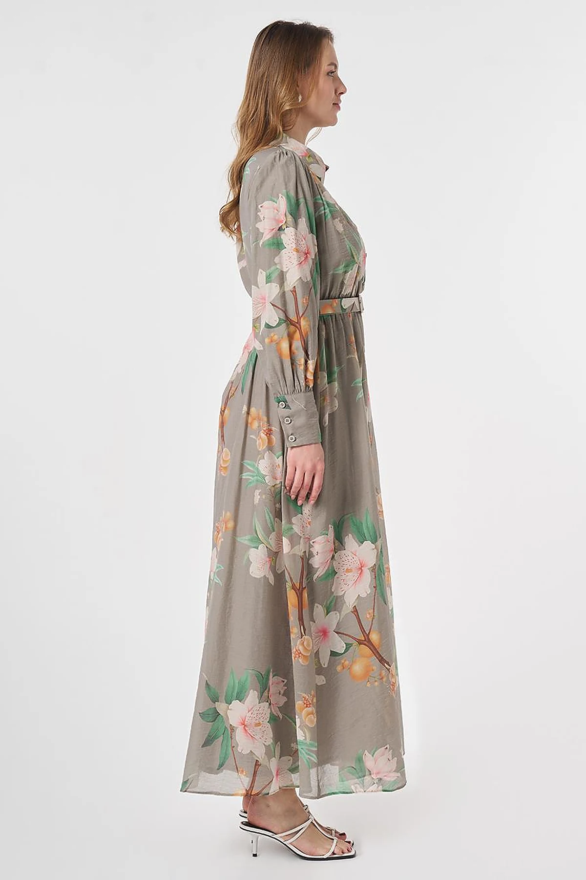 Floral Print Dress Moss Green