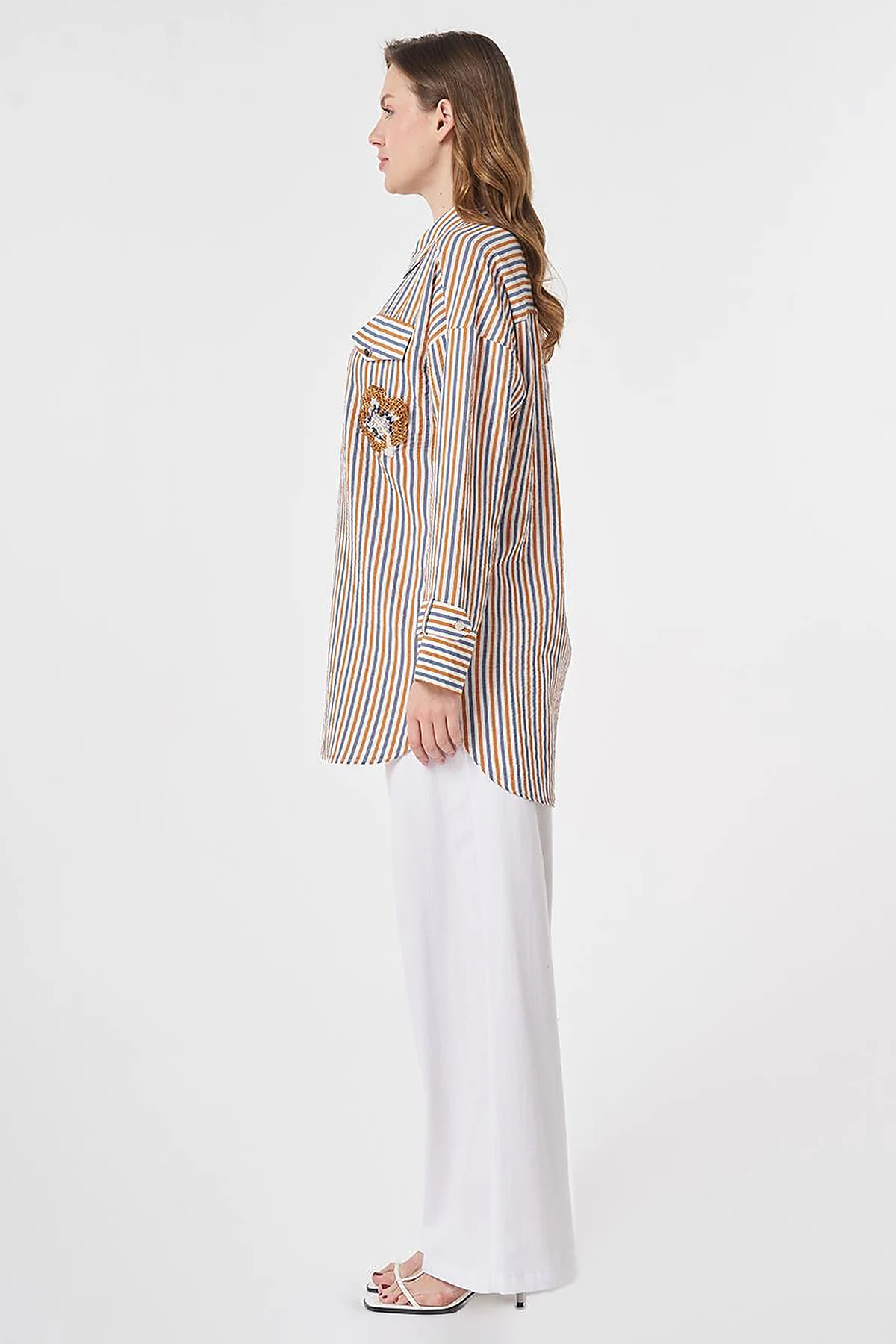 Embroidered Viscose Tunic Cinnamon
