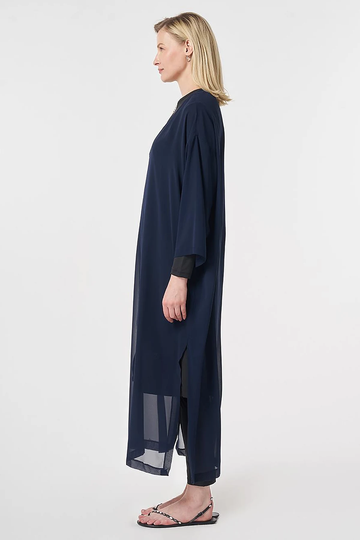 V-Neck Chiffon Pareo Dark Navy