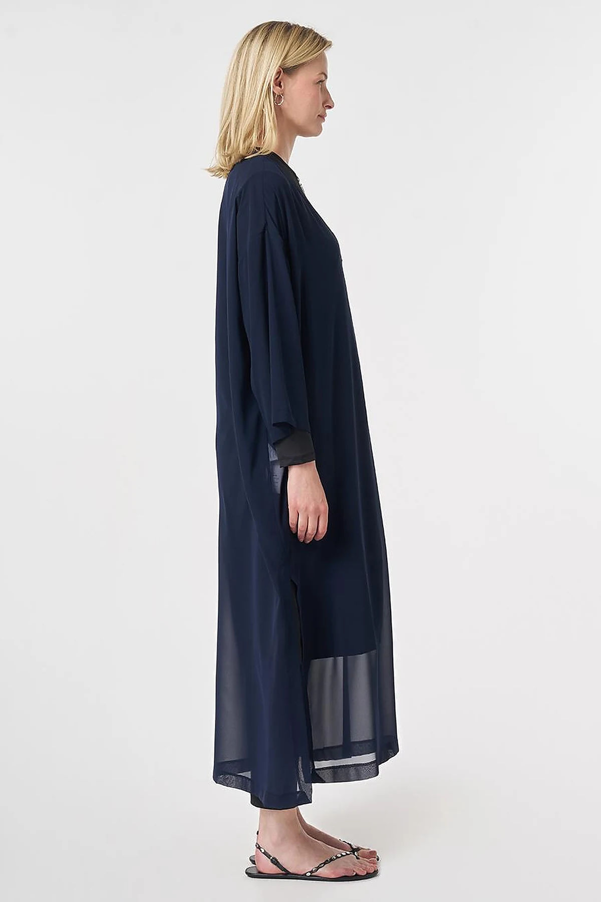 V-Neck Chiffon Pareo Dark Navy