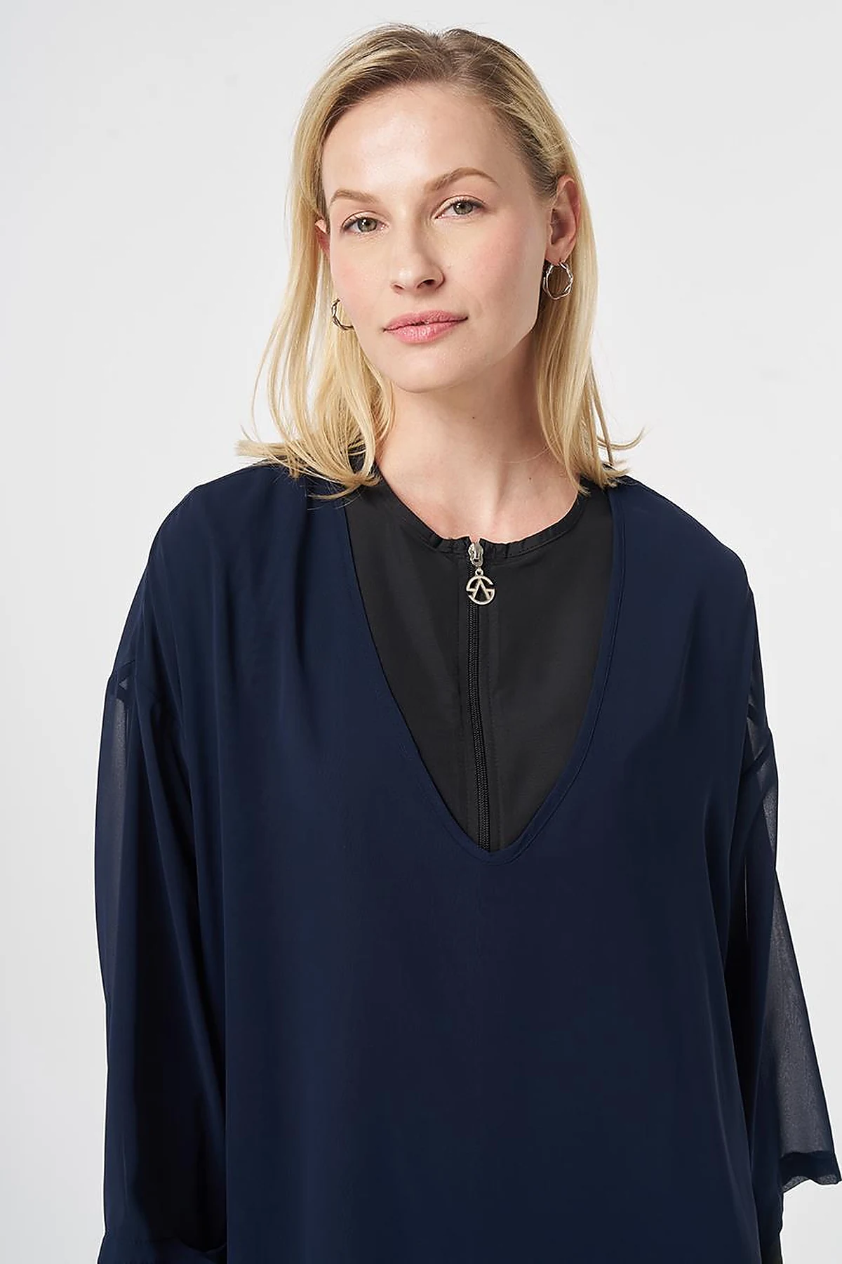 V-Neck Chiffon Pareo Dark Navy