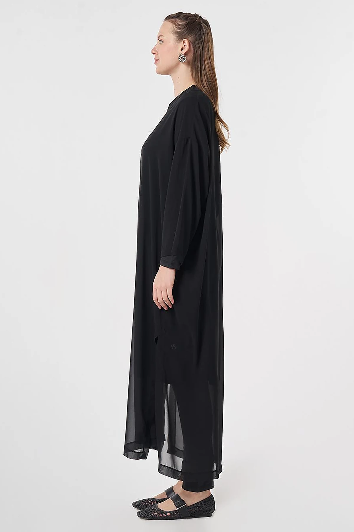 V-Neck Chiffon Pareo Black