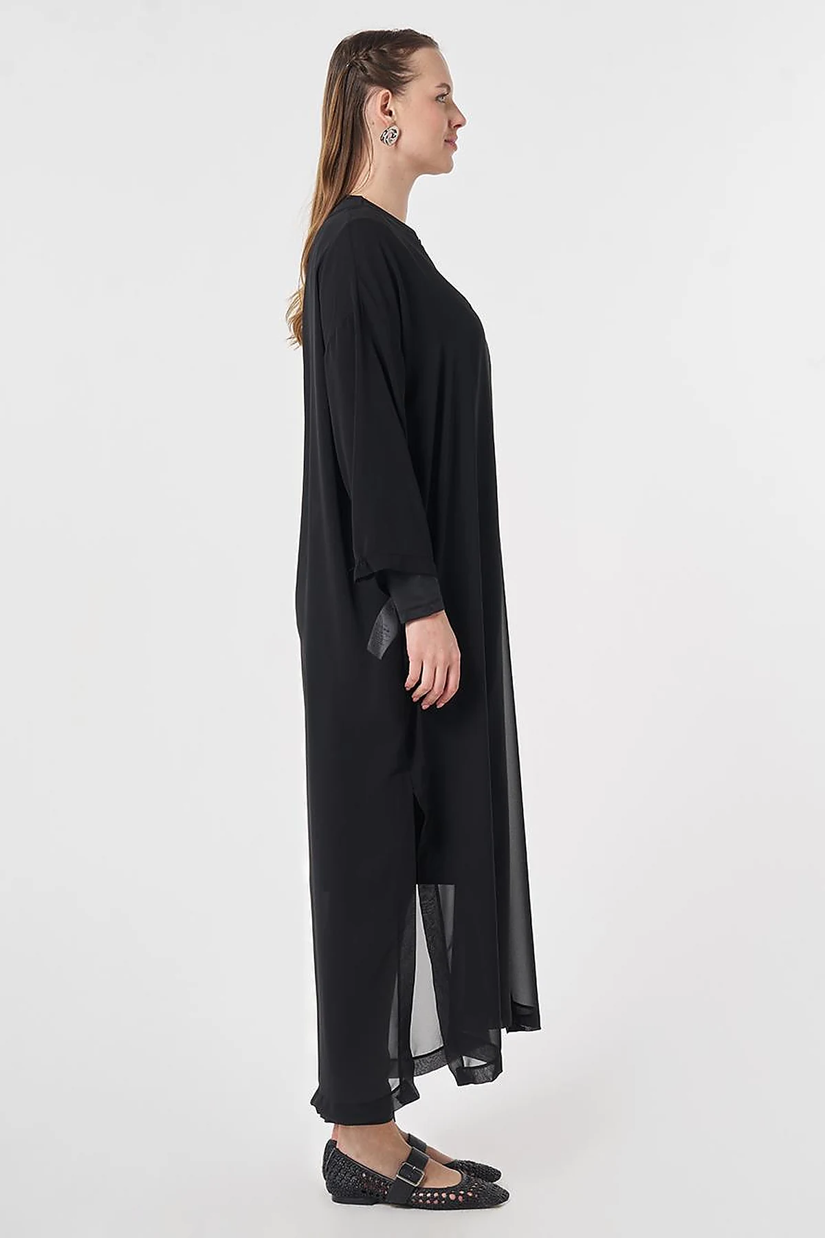 V-Neck Chiffon Pareo Black