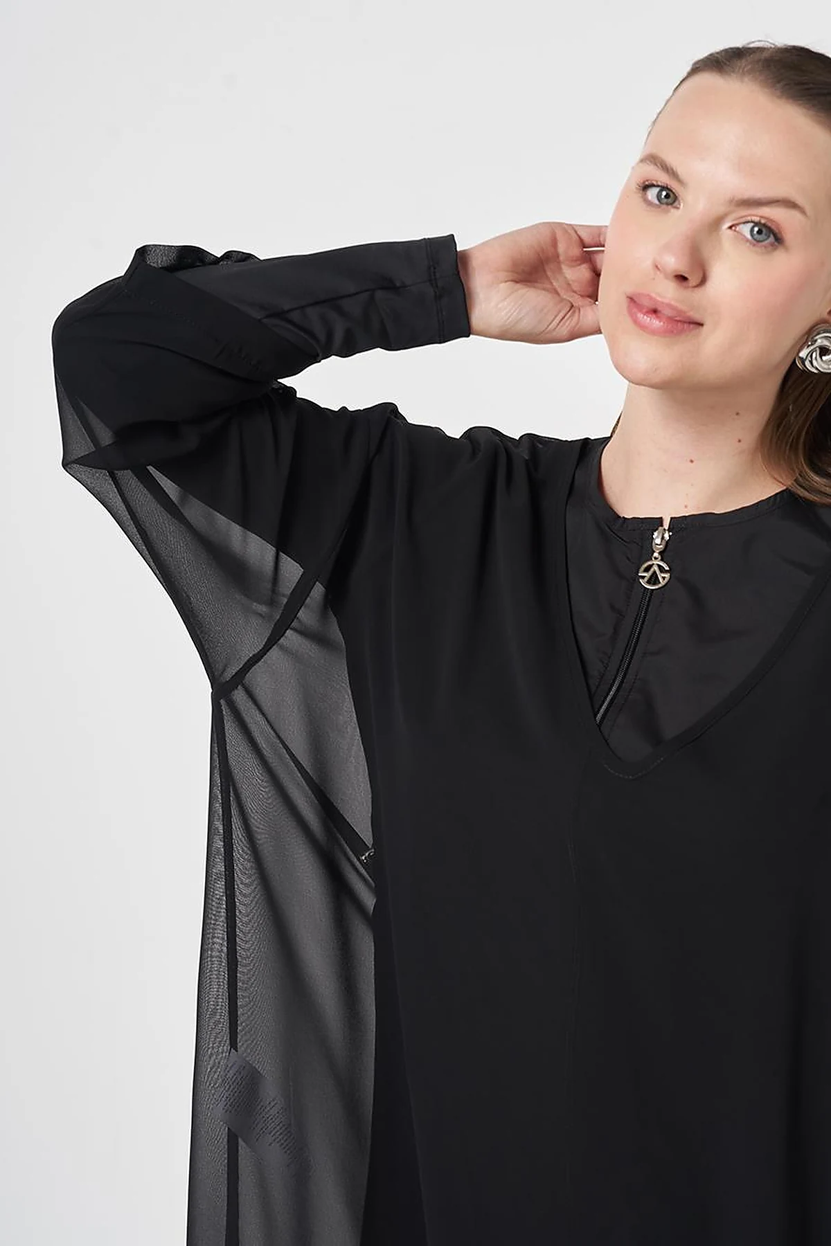 V-Neck Chiffon Pareo Black