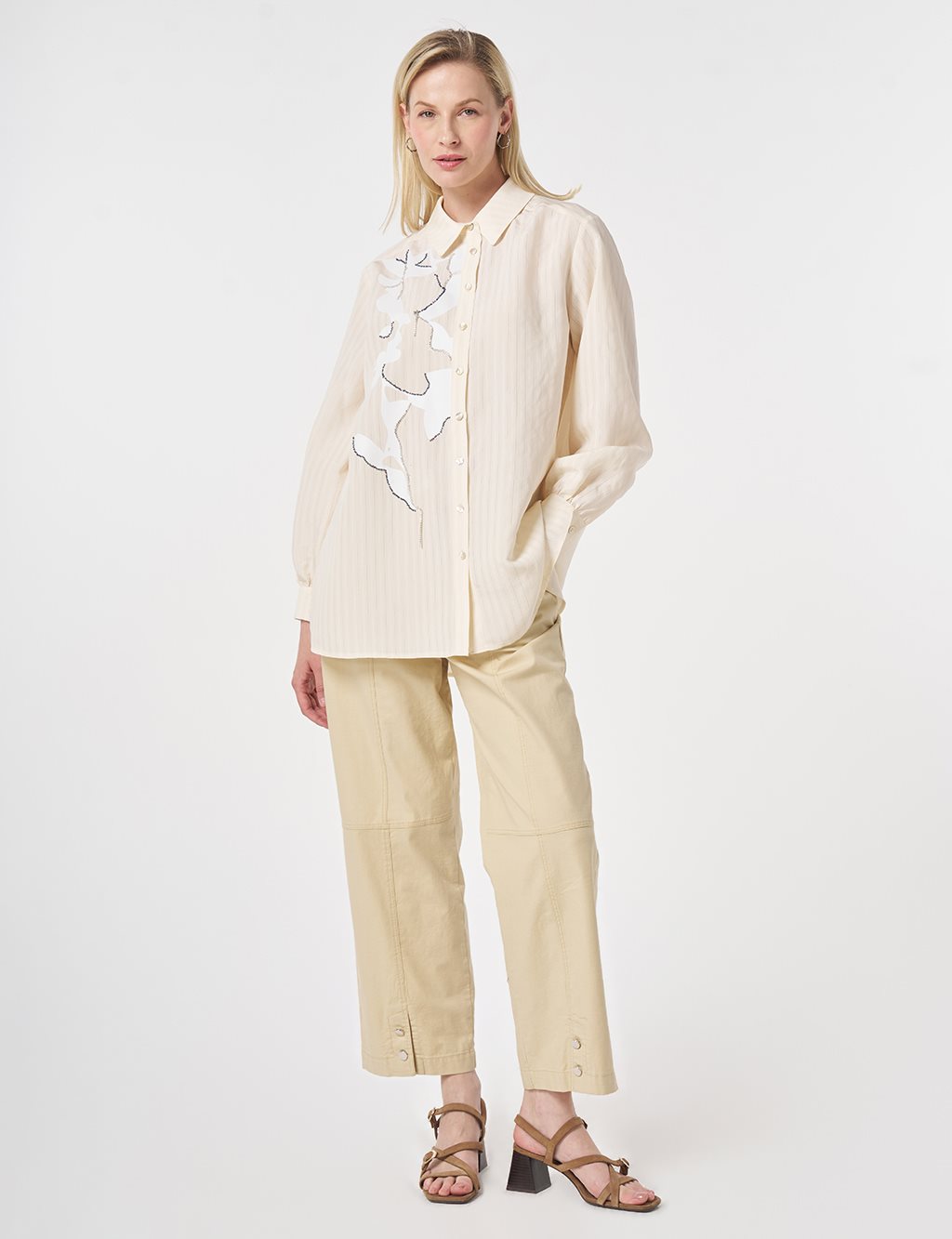 Embroidered Modal Tunic Cream