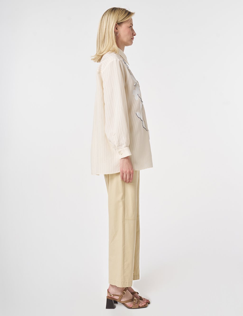 Embroidered Modal Tunic Cream