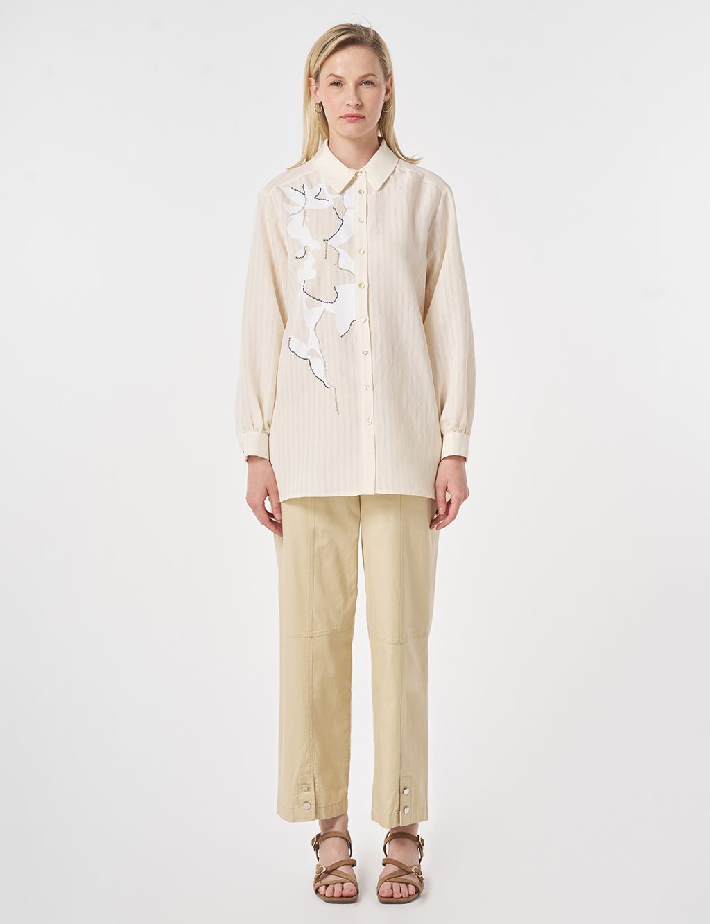 Embroidered Modal Tunic Cream