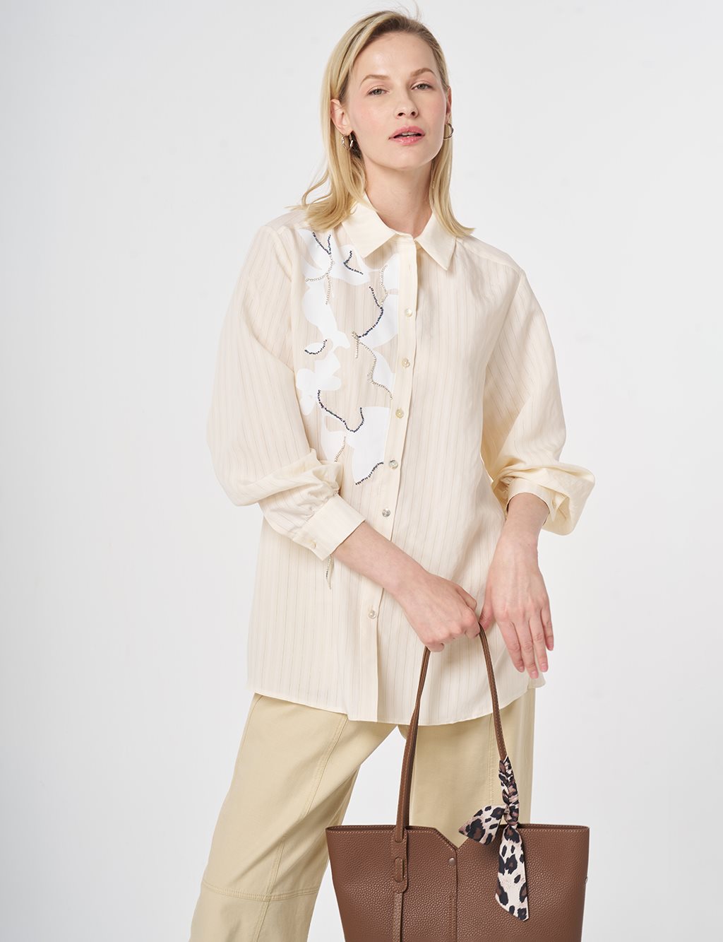 Embroidered Modal Tunic Cream