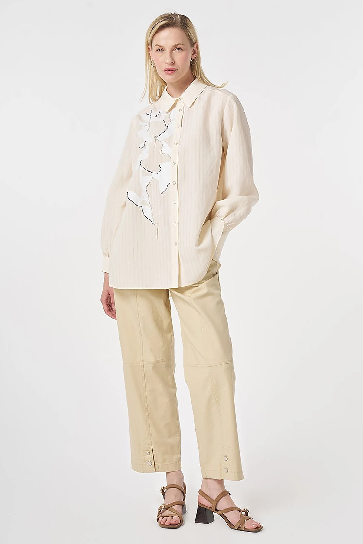 Embroidered Modal Tunic Cream