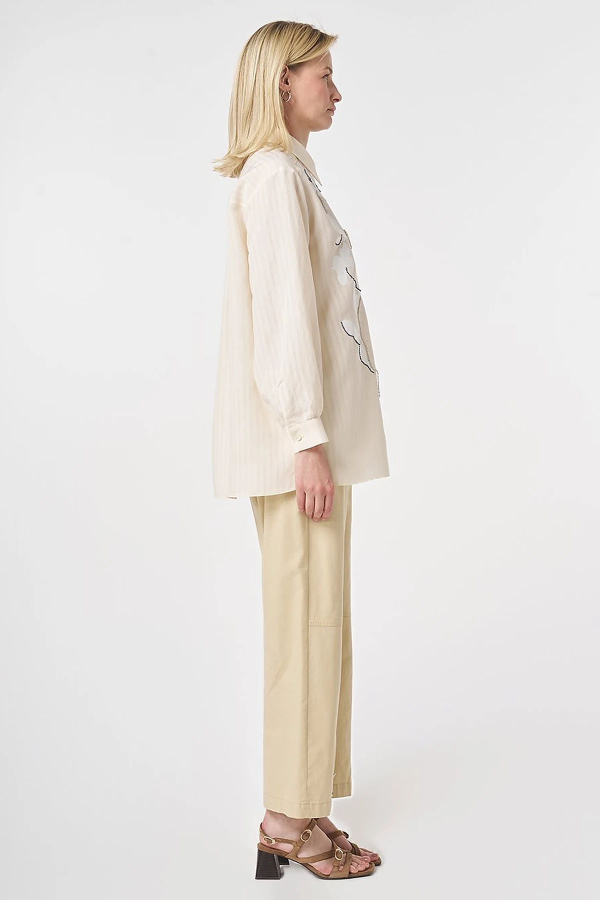 Embroidered Modal Tunic Cream