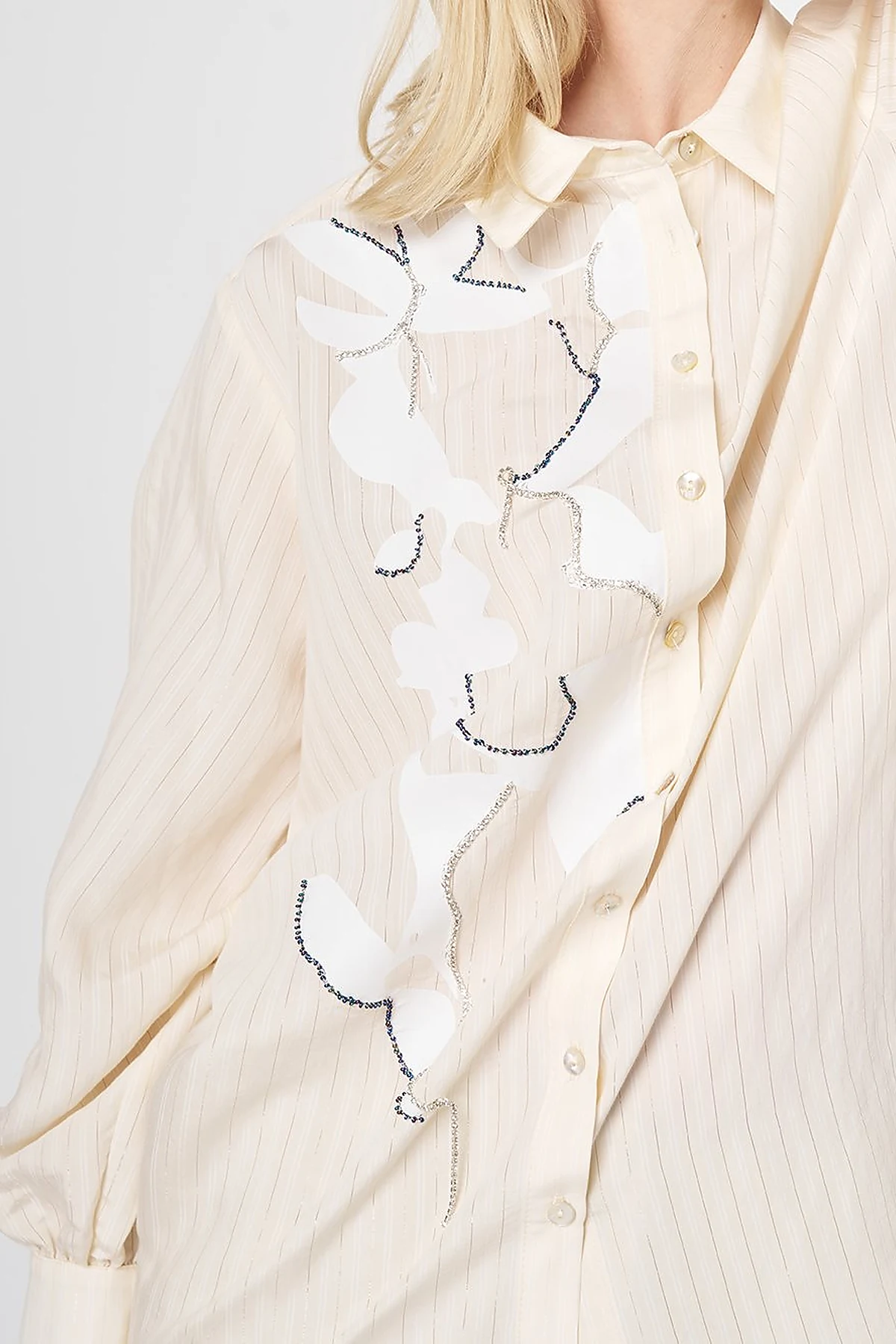 Embroidered Modal Tunic Cream