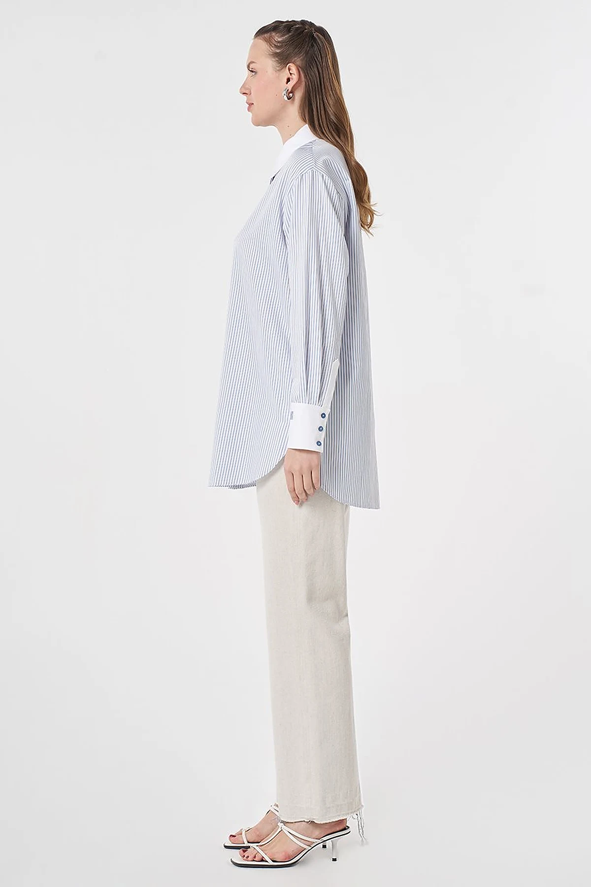 Wide-Cuffed Cotton Basic Tunic Optic White