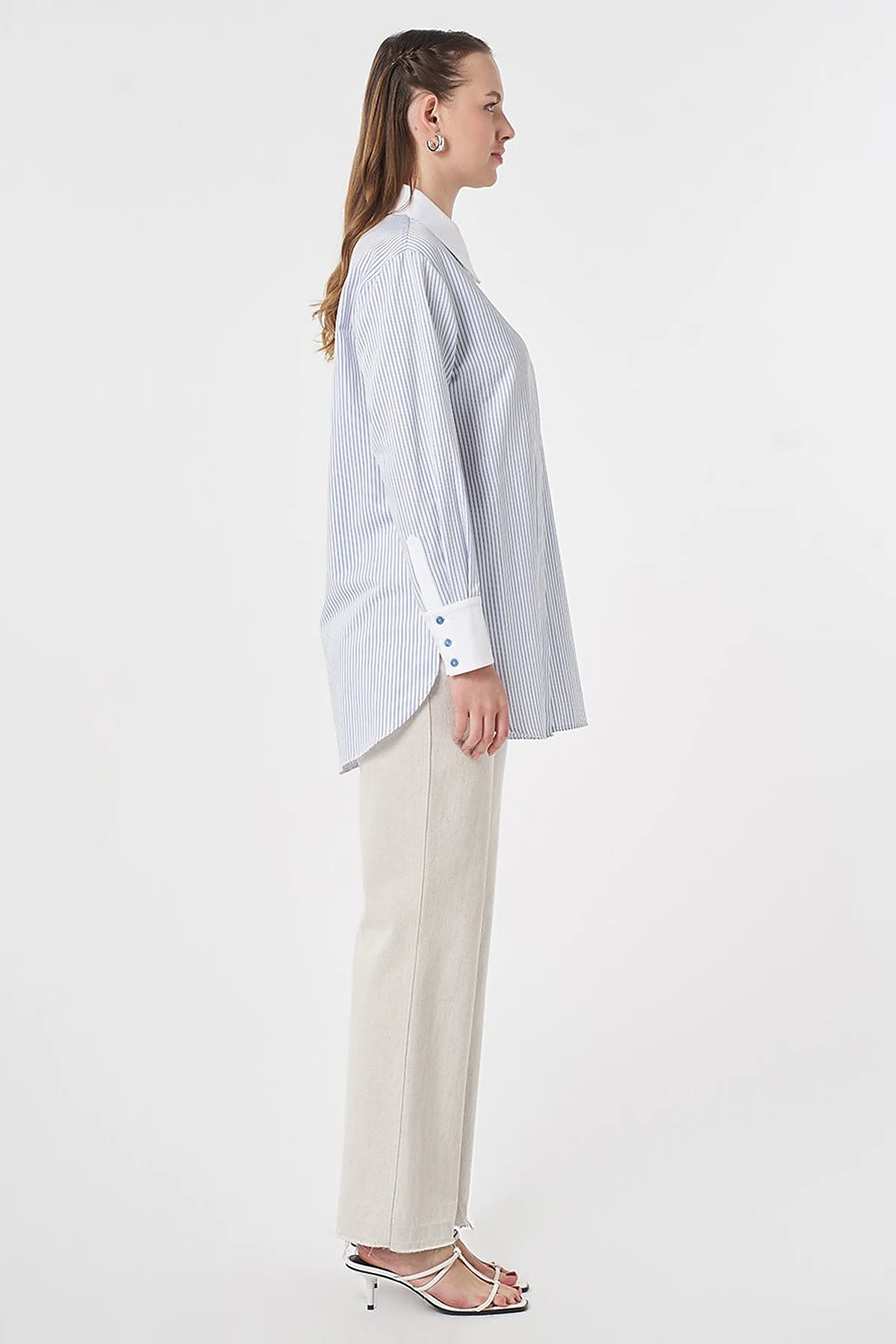 Wide-Cuffed Cotton Basic Tunic Optic White