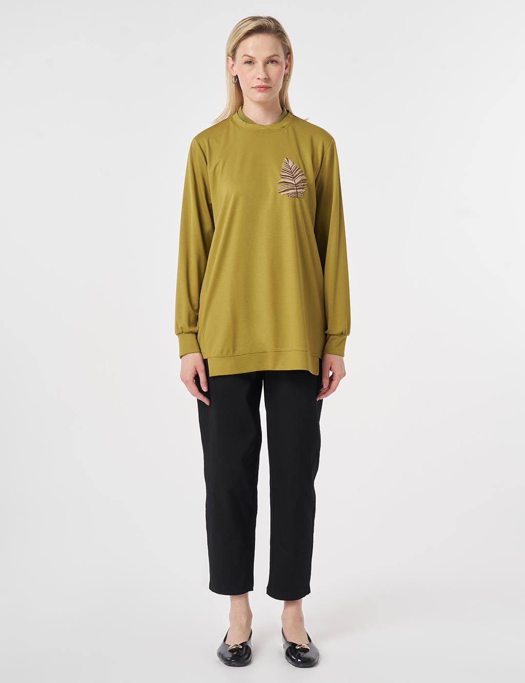 Embroidered Jersey Sweatshirt Khaki