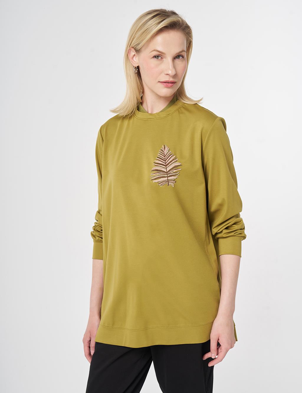 Embroidered Jersey Sweatshirt Khaki
