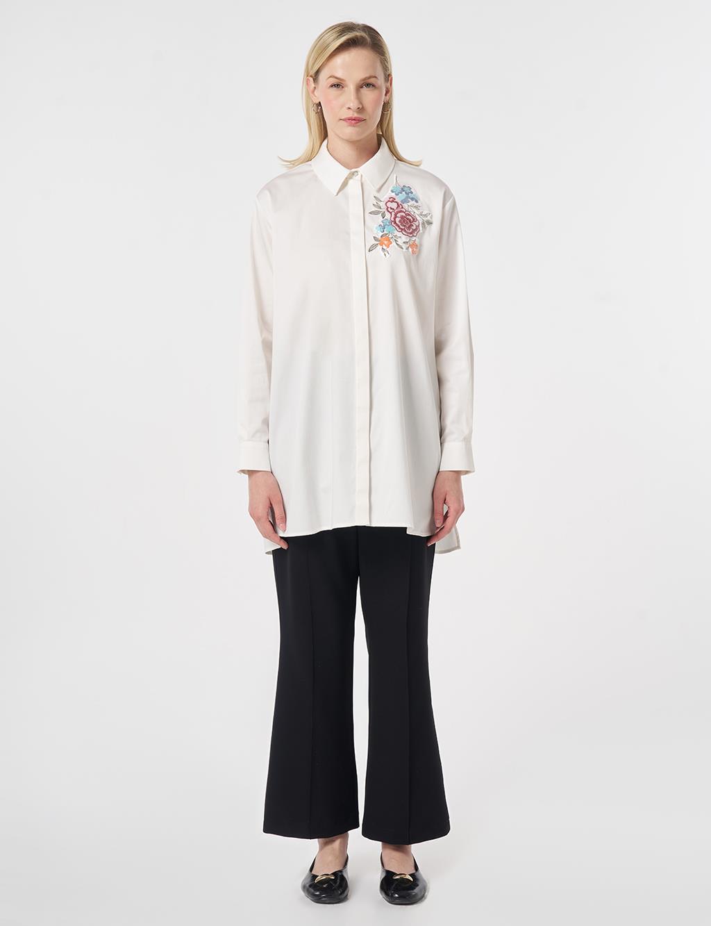 100% Cotton Sequin Embellished Tunic Ecru