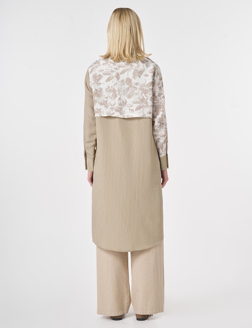 Fabric-Panelled Modal Tunic Stone