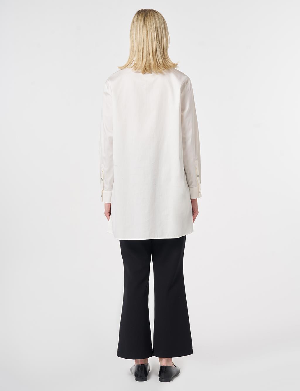 100% Cotton Sequin Embellished Tunic Ecru