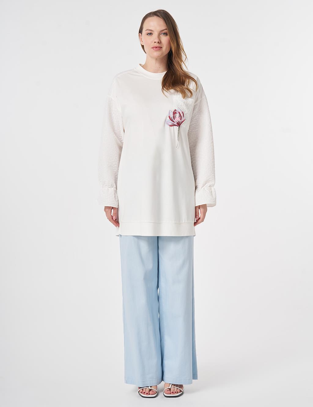 Embroidered Jersey Sweatshirt Optic White