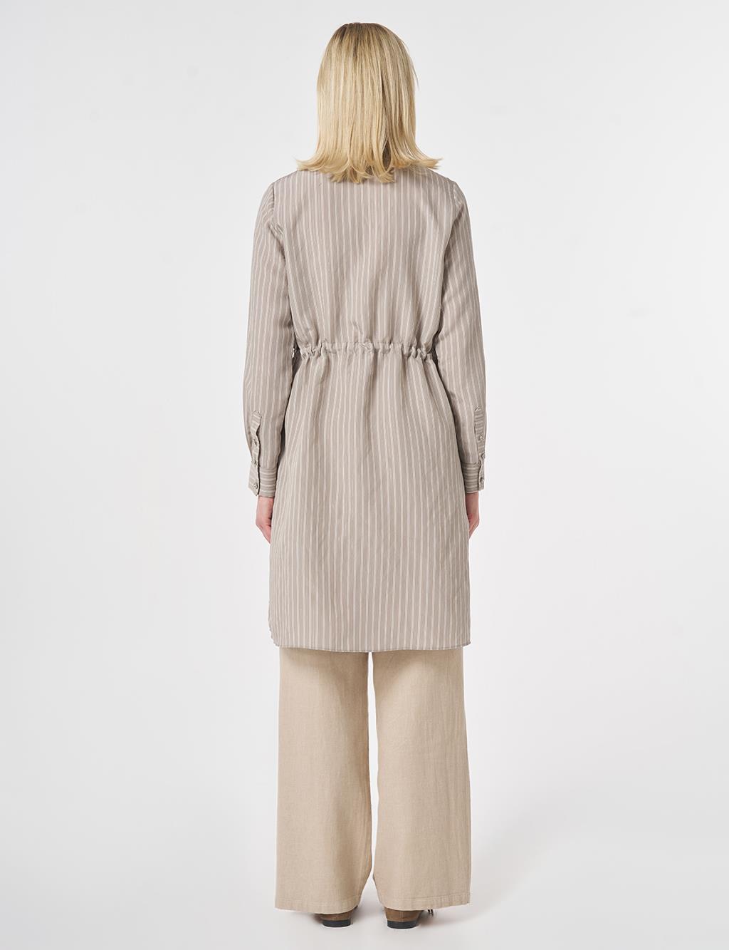 Band Collar Long Modal Tunic Dark Mink