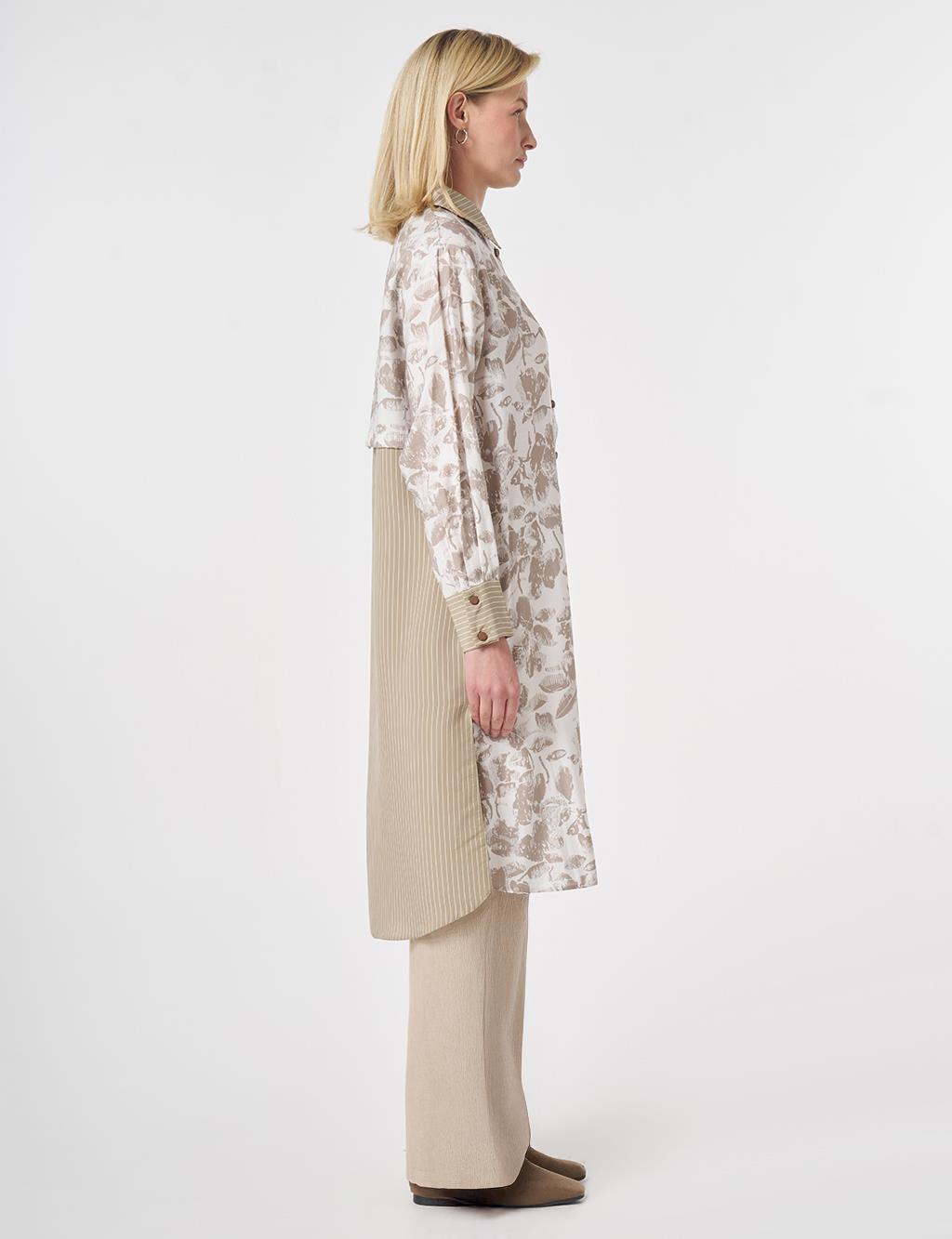 Fabric-Panelled Modal Tunic Stone