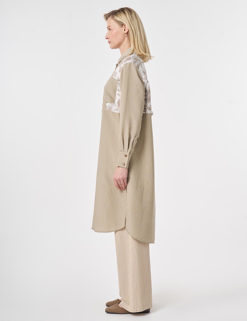 Fabric-Panelled Modal Tunic Stone