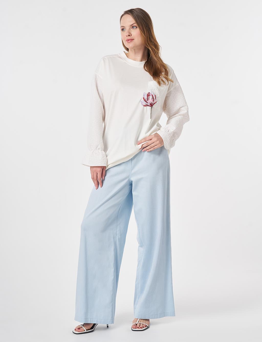 Embroidered Jersey Sweatshirt Optic White