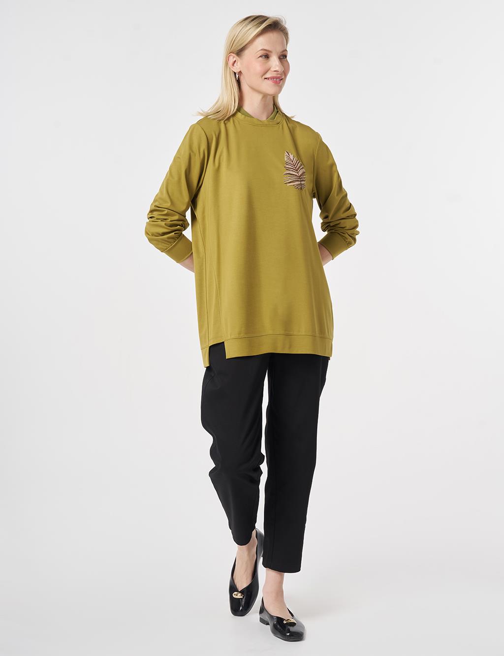Embroidered Jersey Sweatshirt Khaki
