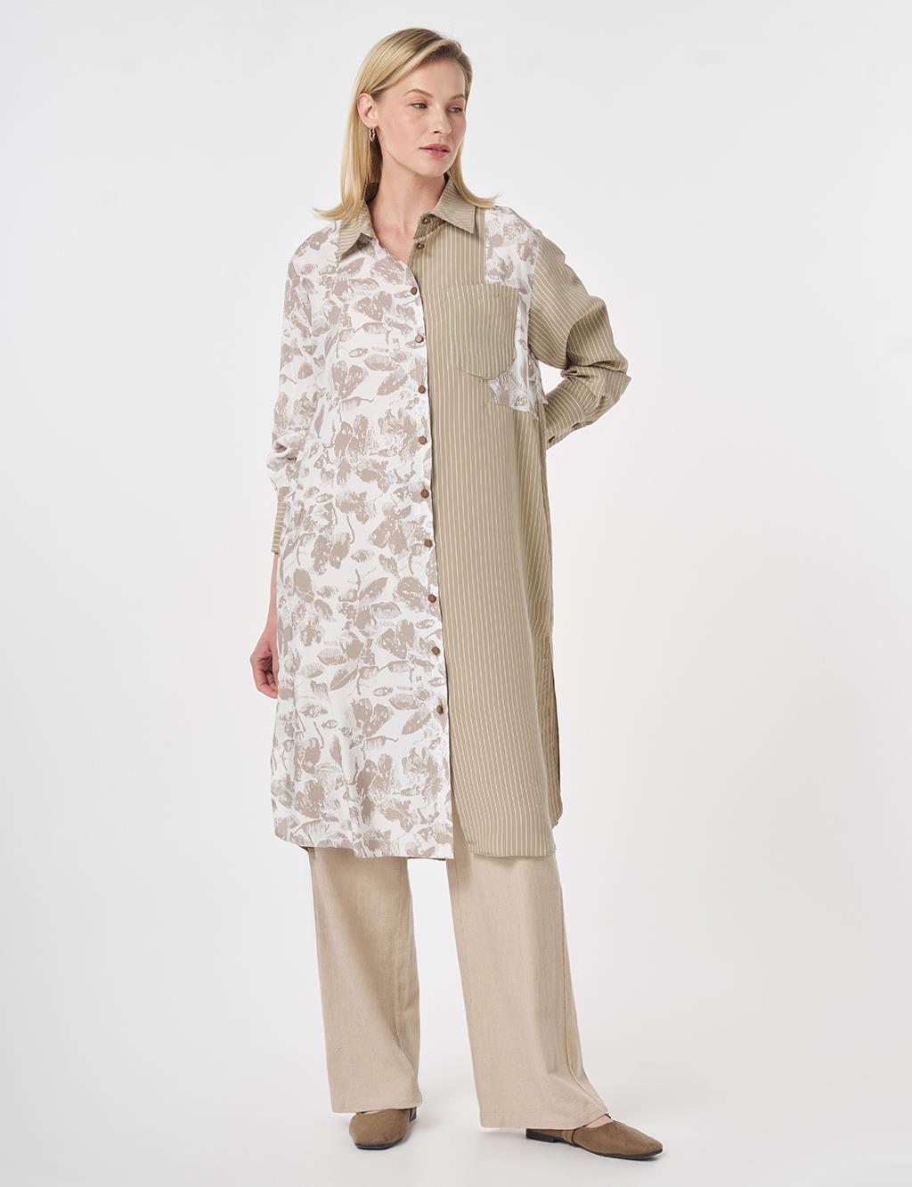 Fabric-Panelled Modal Tunic Stone