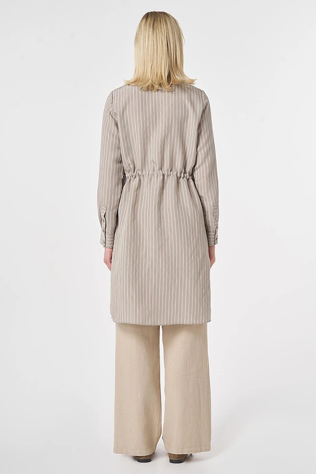Band Collar Long Modal Tunic Dark Mink