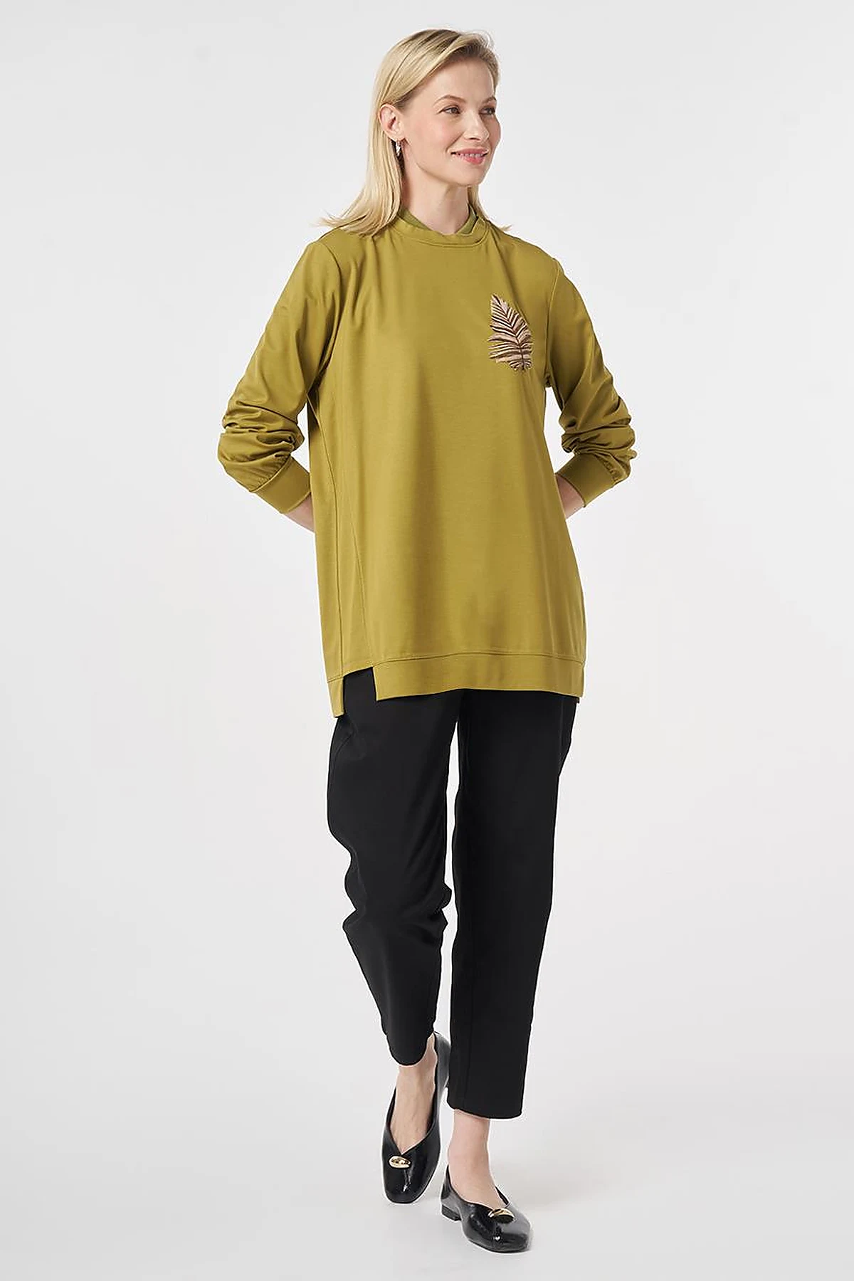Embroidered Jersey Sweatshirt Khaki