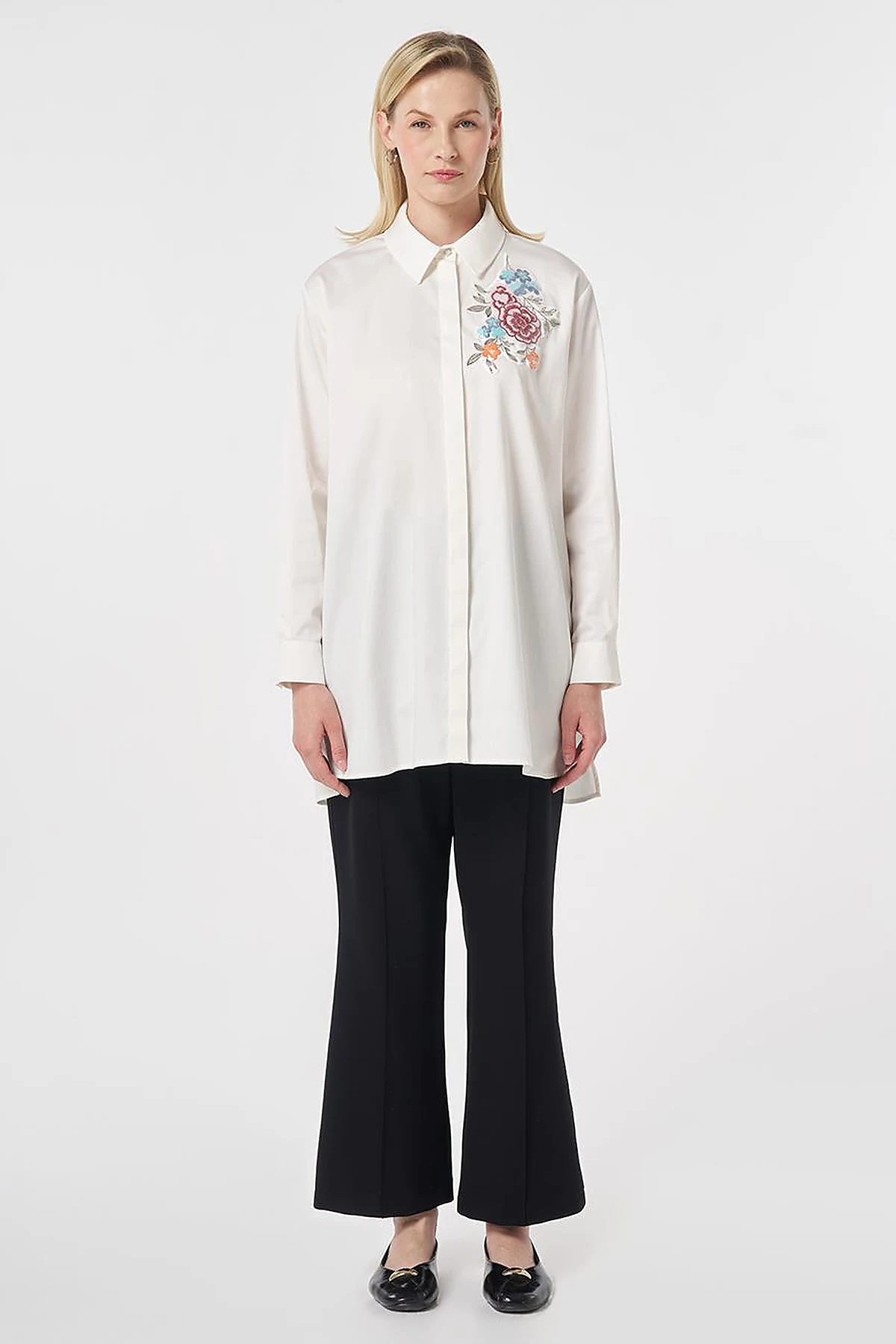 100% Cotton Sequin Embellished Tunic Ecru