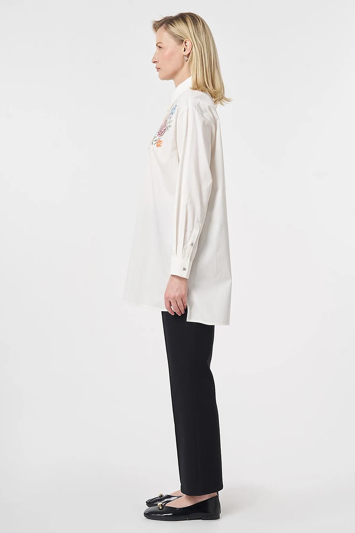 100% Cotton Sequin Embellished Tunic Ecru