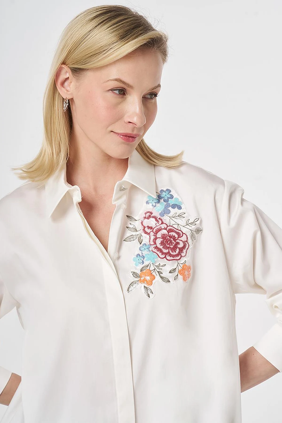 100% Cotton Sequin Embellished Tunic Ecru