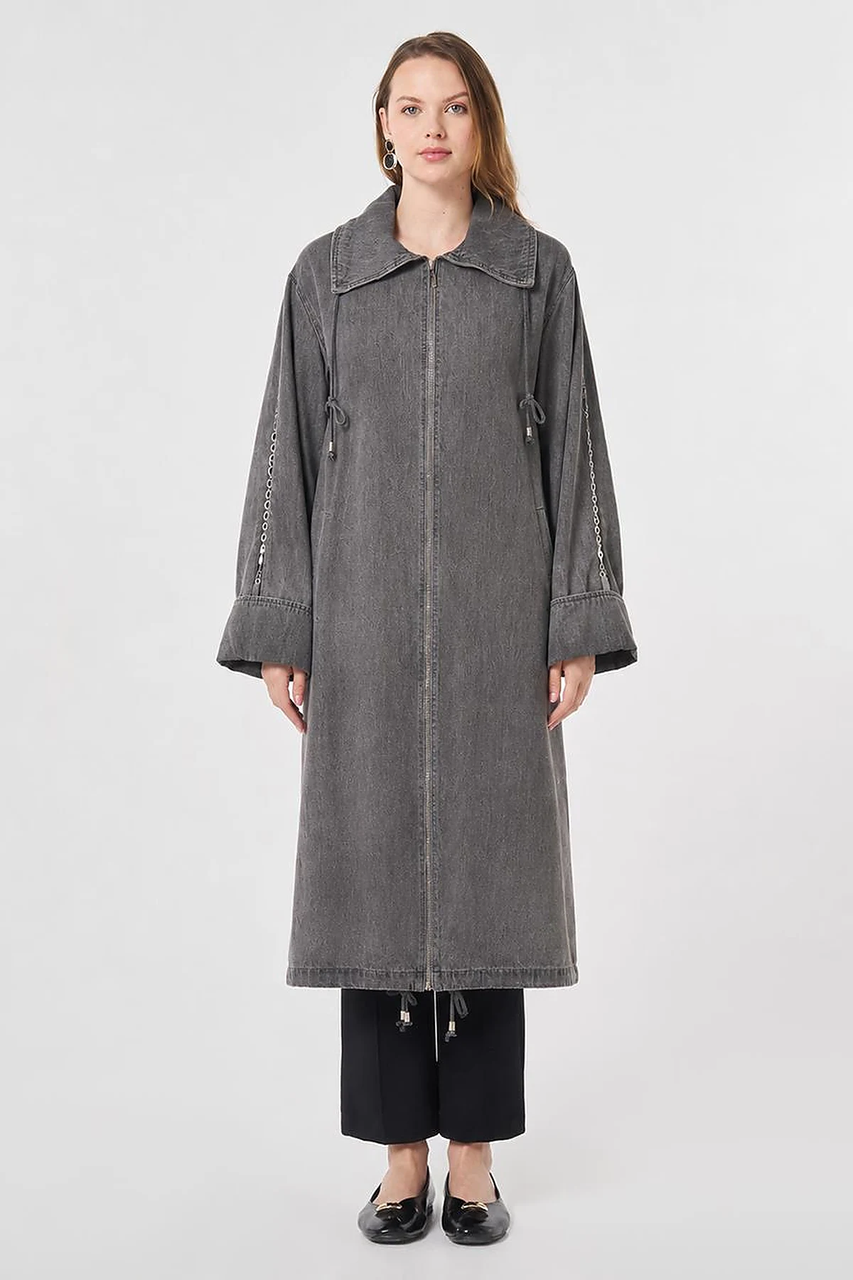 Chain Detail Denim Outerwear Anthracite