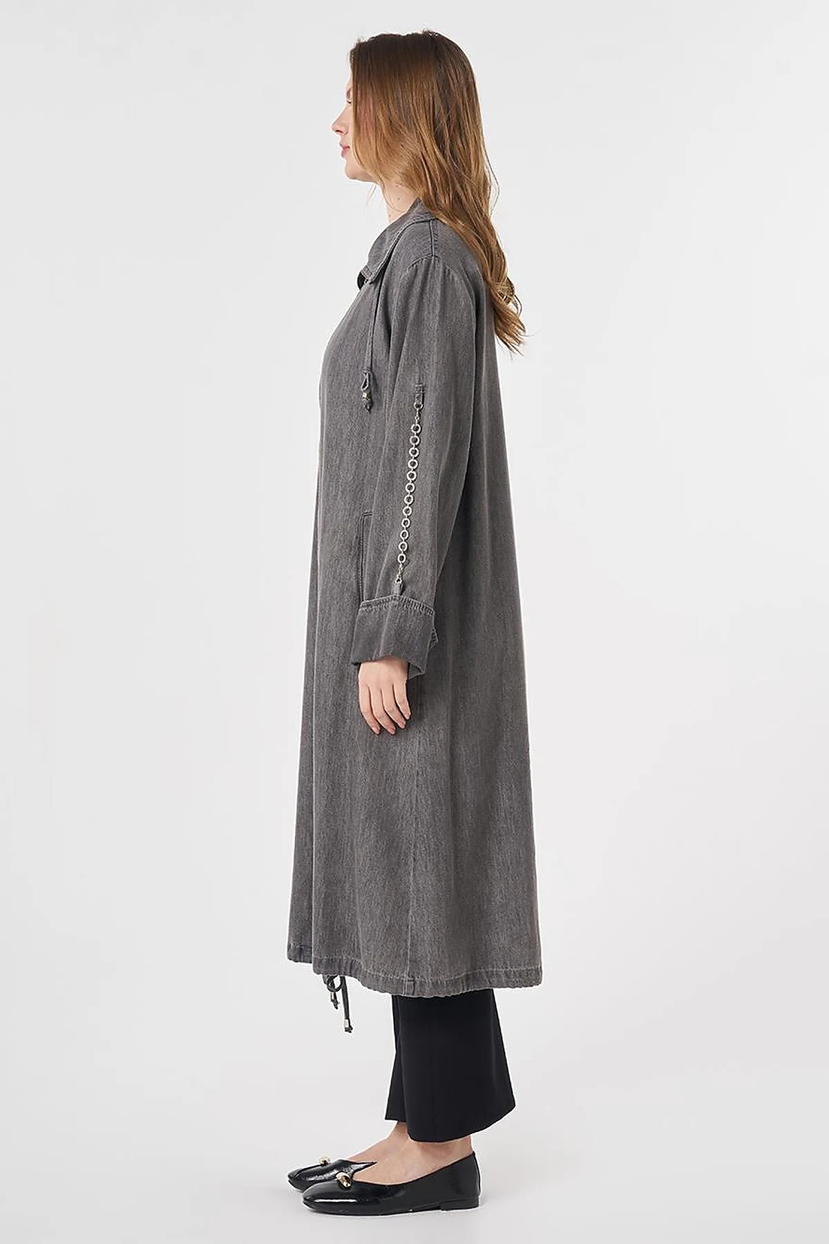 Chain Detail Denim Outerwear Anthracite