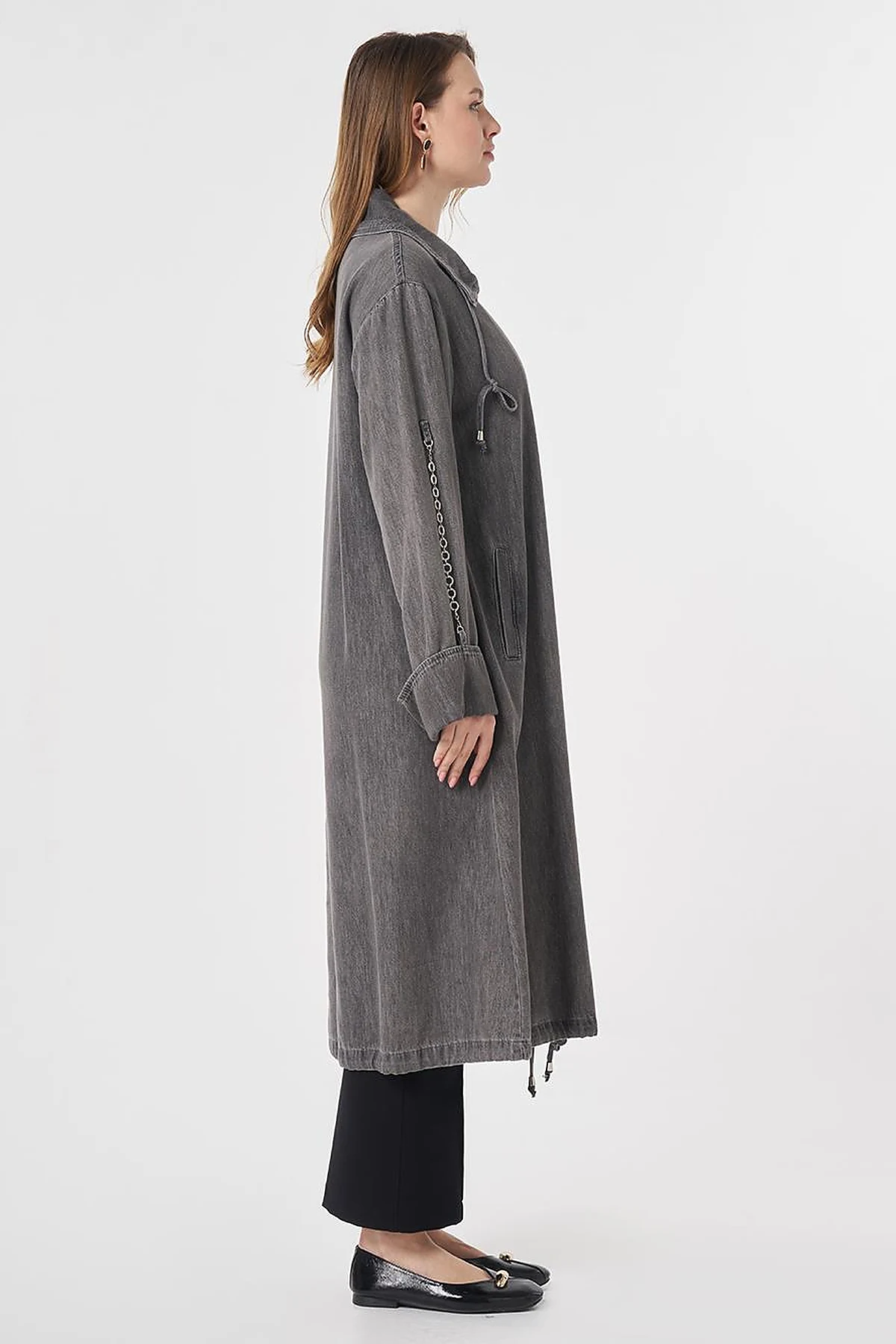 Chain Detail Denim Outerwear Anthracite