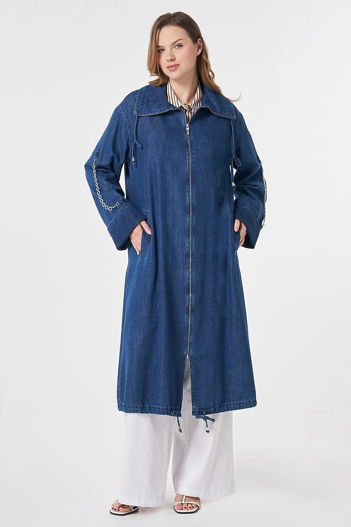 Chain Detail Denim Outerwear Indigo