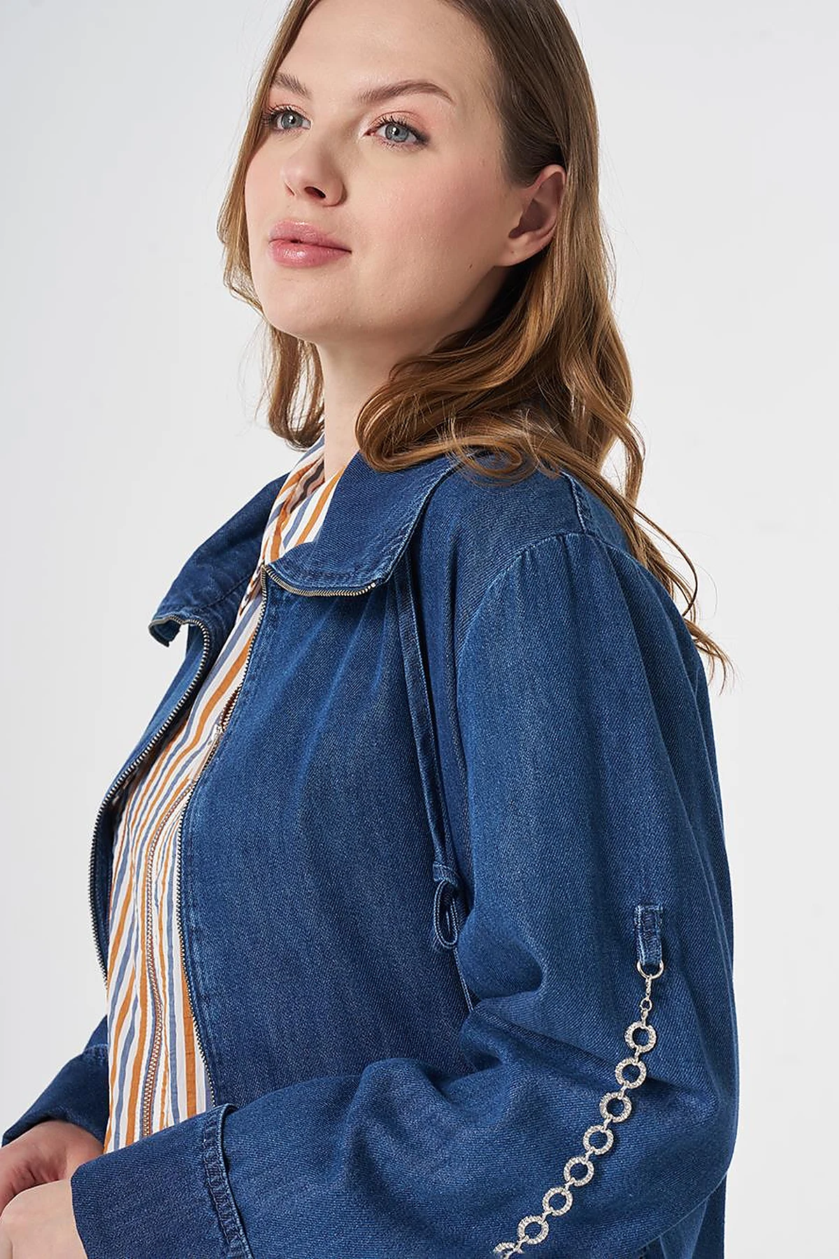 Chain Detail Denim Outerwear Indigo