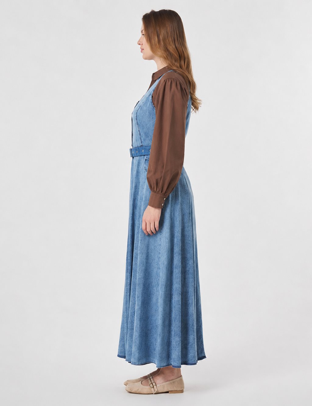 Belt Detail Denim Dress Blue