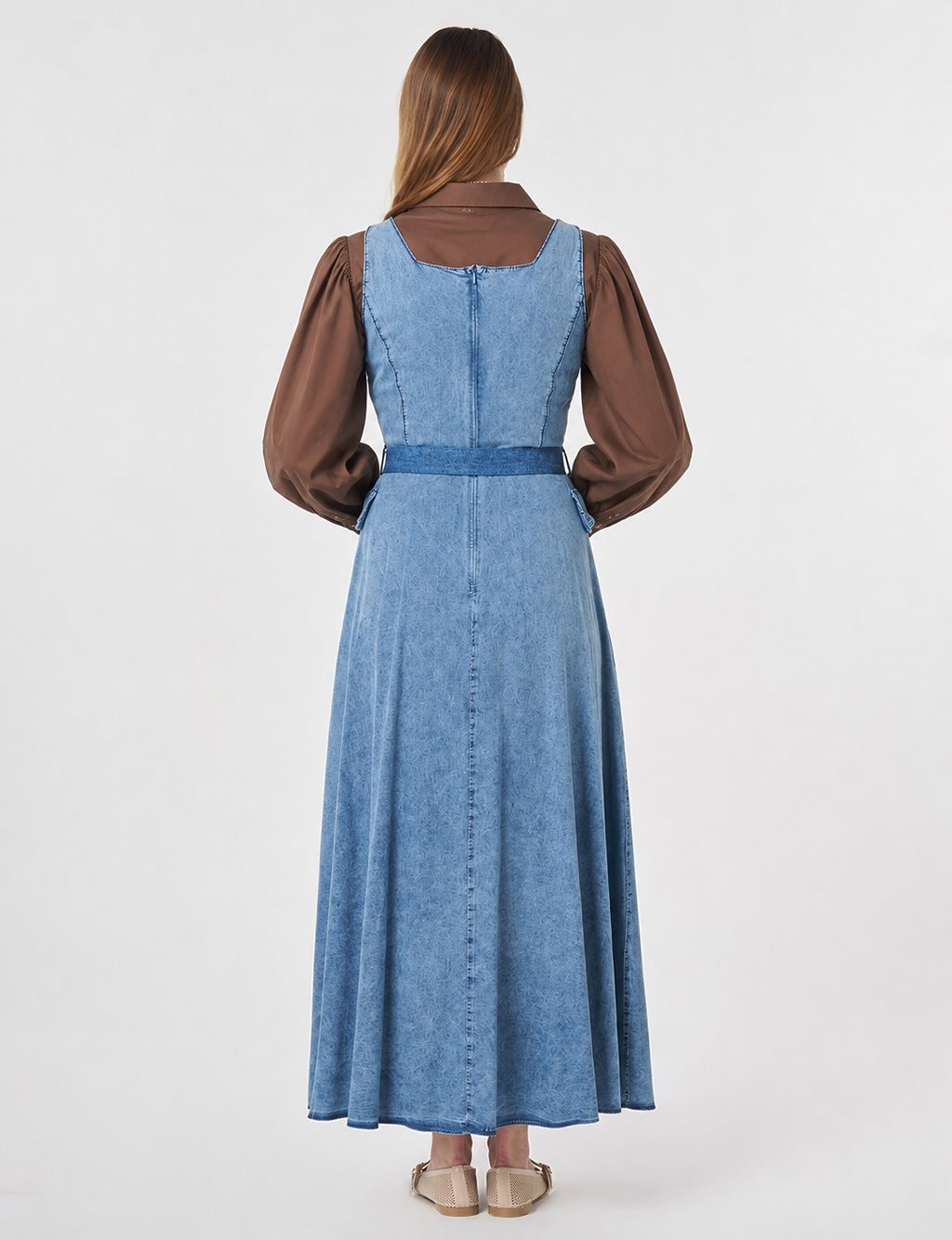 Belt Detail Denim Dress Blue