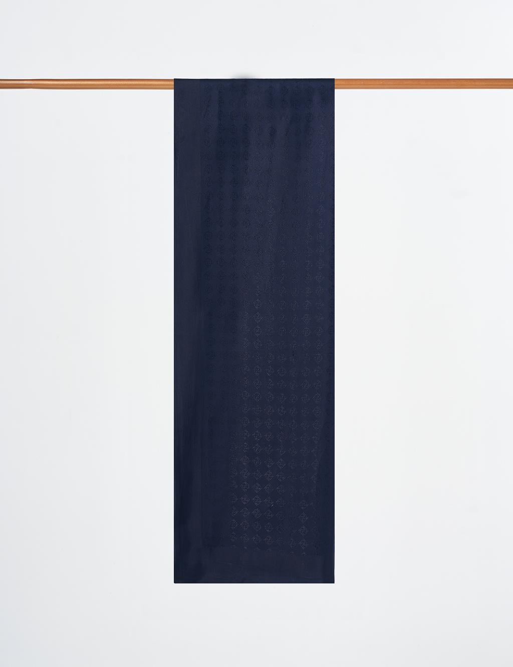 Monogram Detailed Viscose Shawl Navy