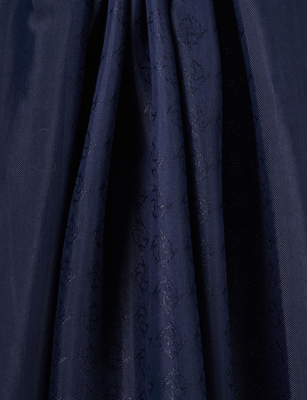 Monogram Detailed Viscose Shawl Navy