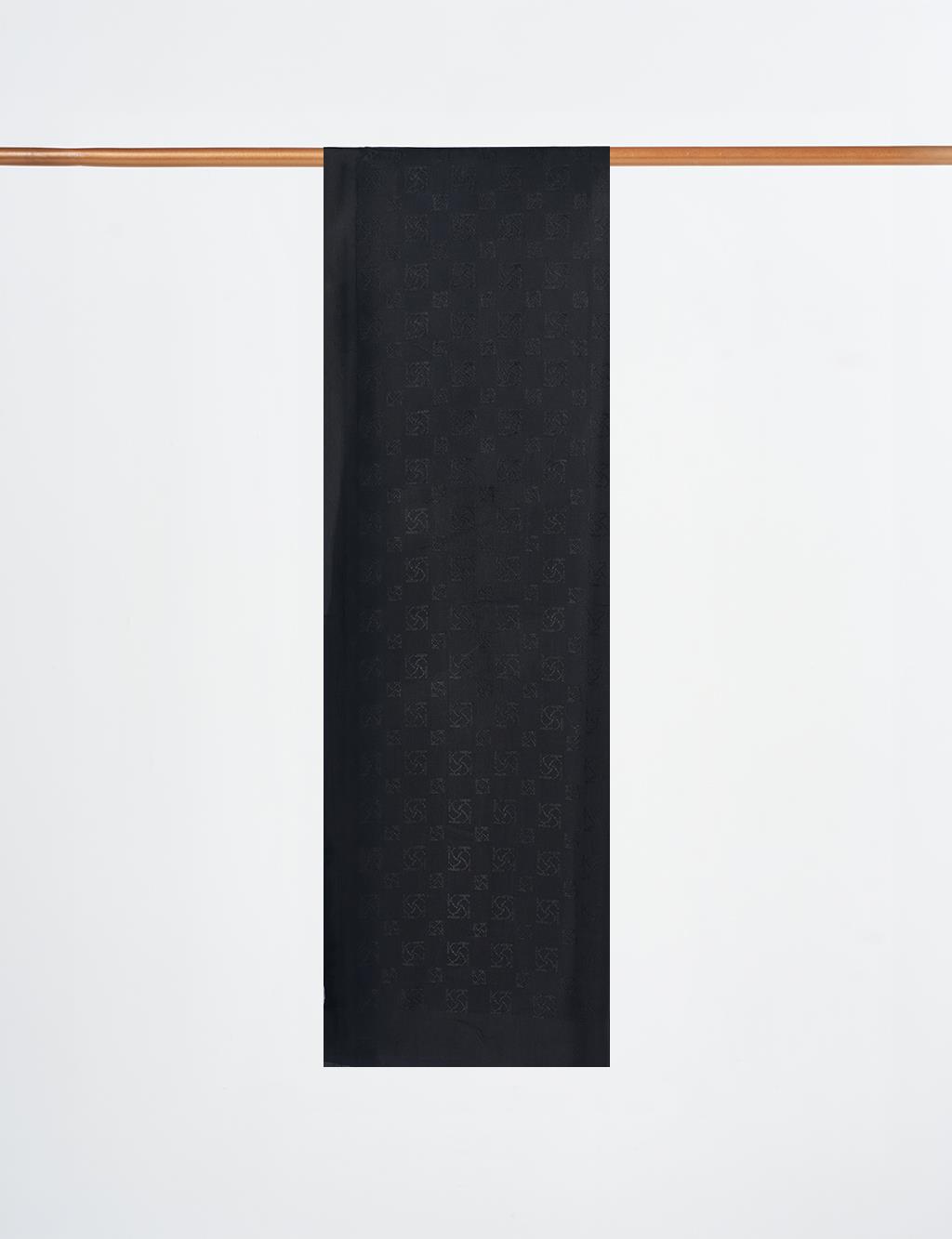 Monogram Patterned Viscose Shawl Black