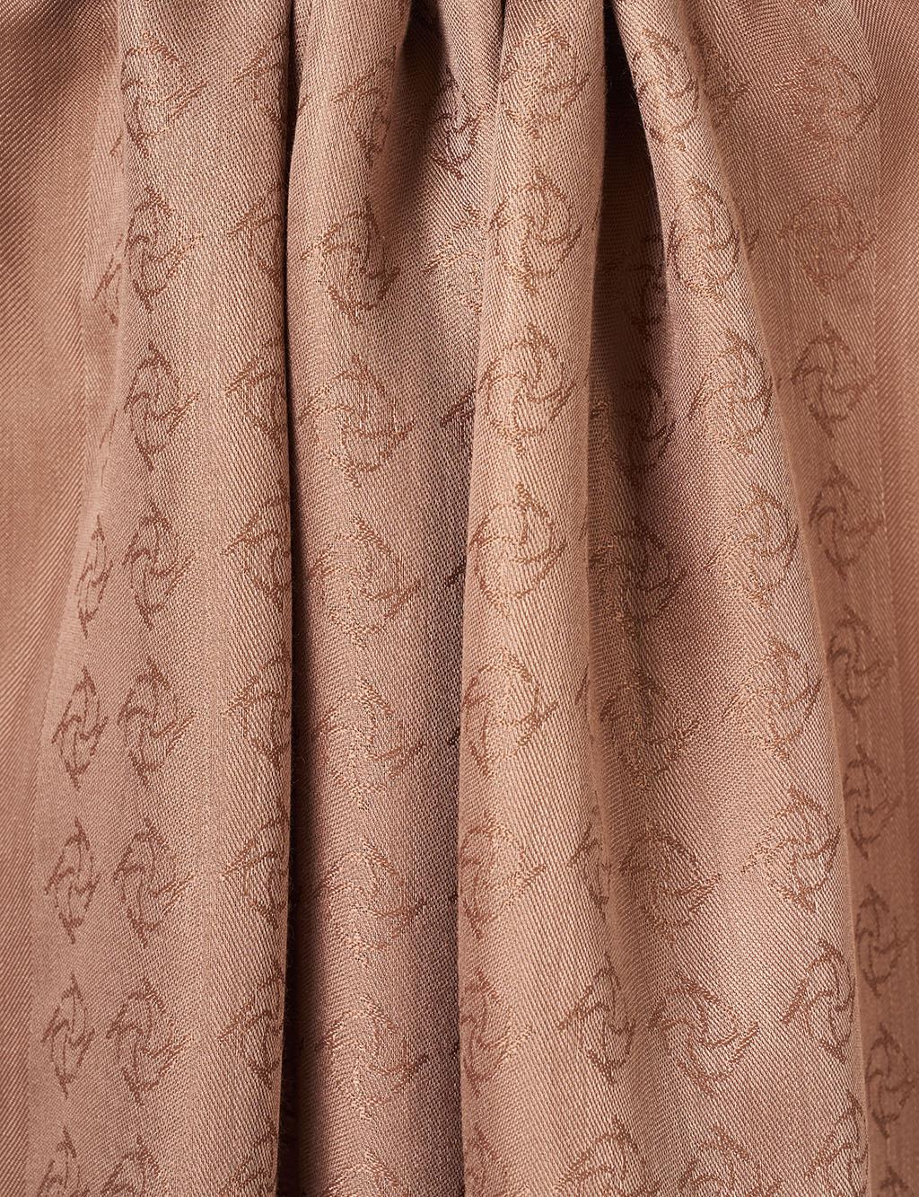 Monogram Detailed Viscose Shawl Brown