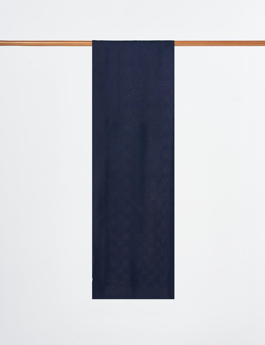 Monogram Patterned Viscose Shawl Navy